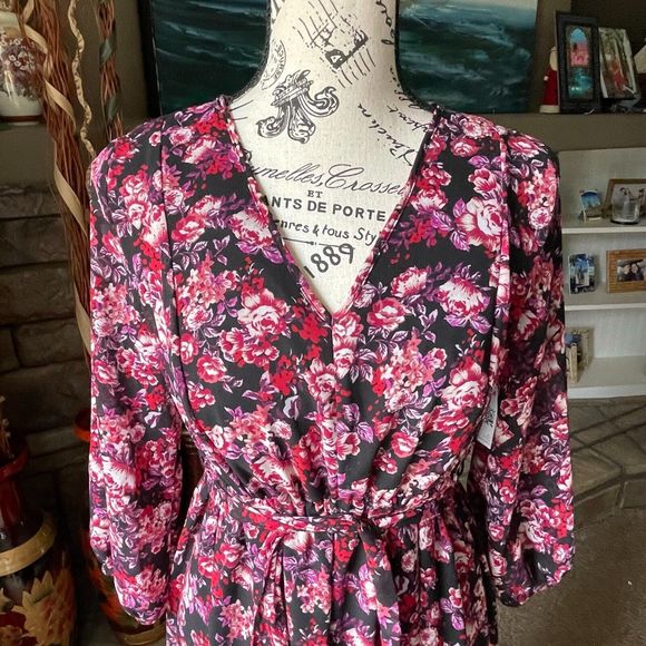 Isabel Maternity by Ingrid & Isabel Belted Floral Print Chiffon Maxi Dress S - Picture 5 of 15